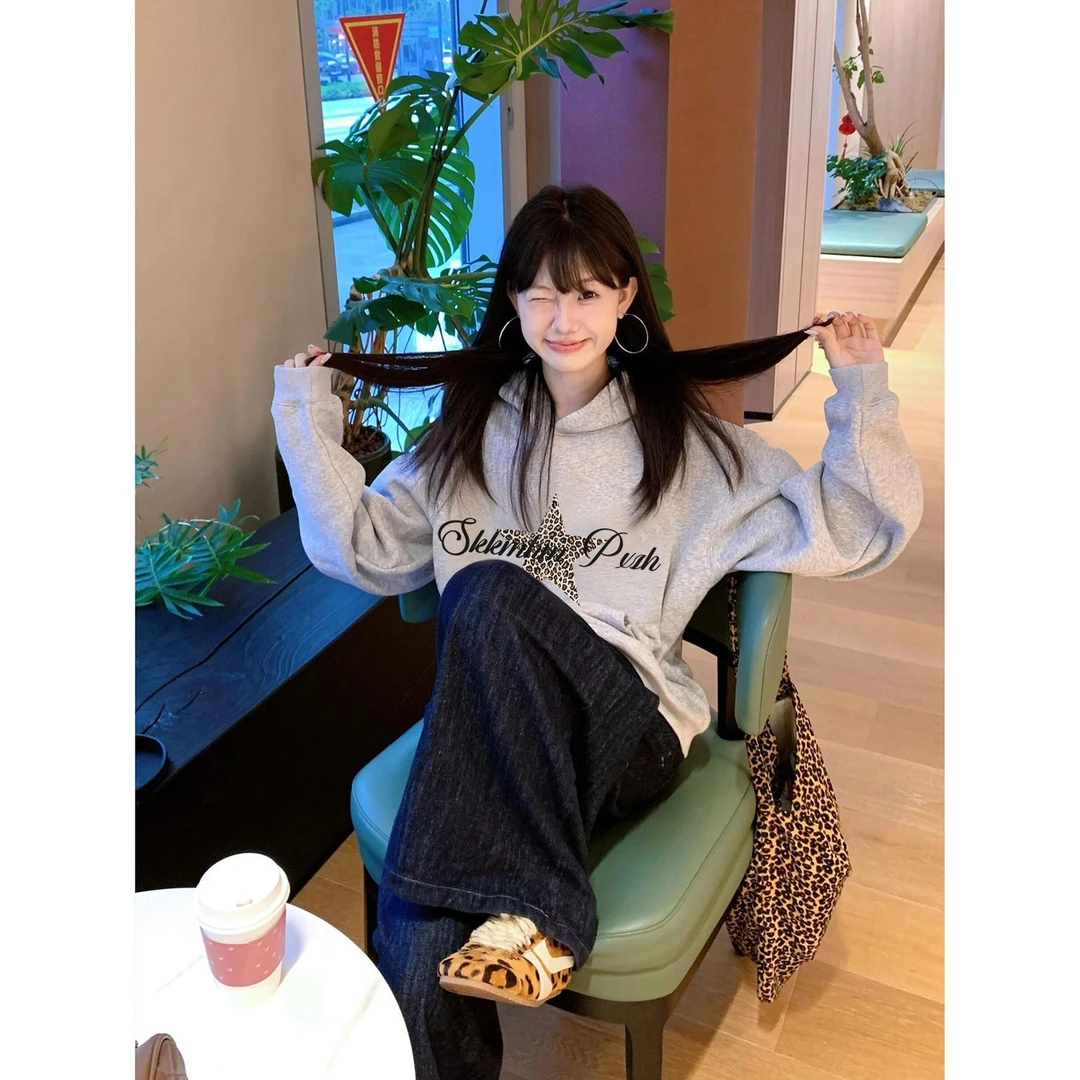 2025新款爆款高街风连帽卫衣秋冬季加绒加厚宽松显瘦外套上衣男女