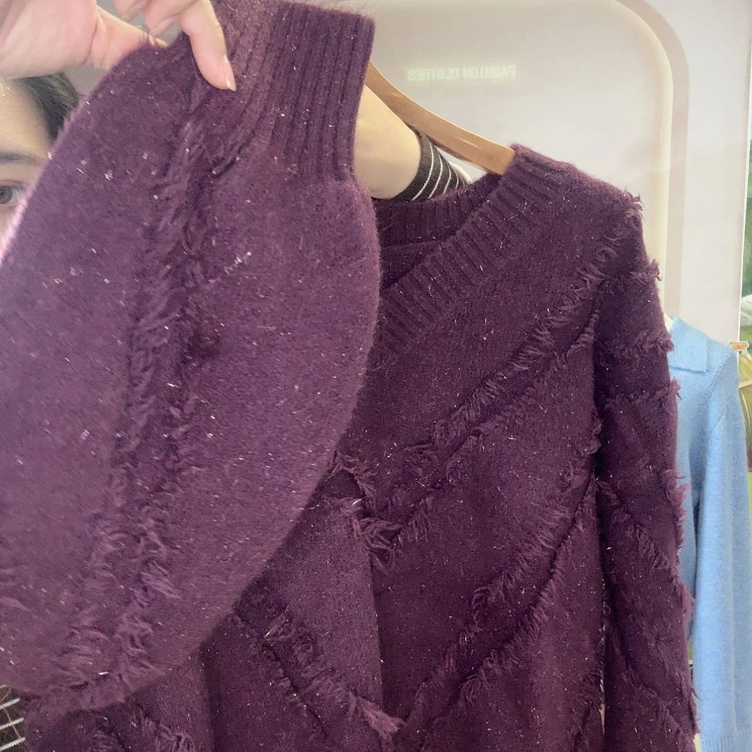 V领紫色细闪130斤内