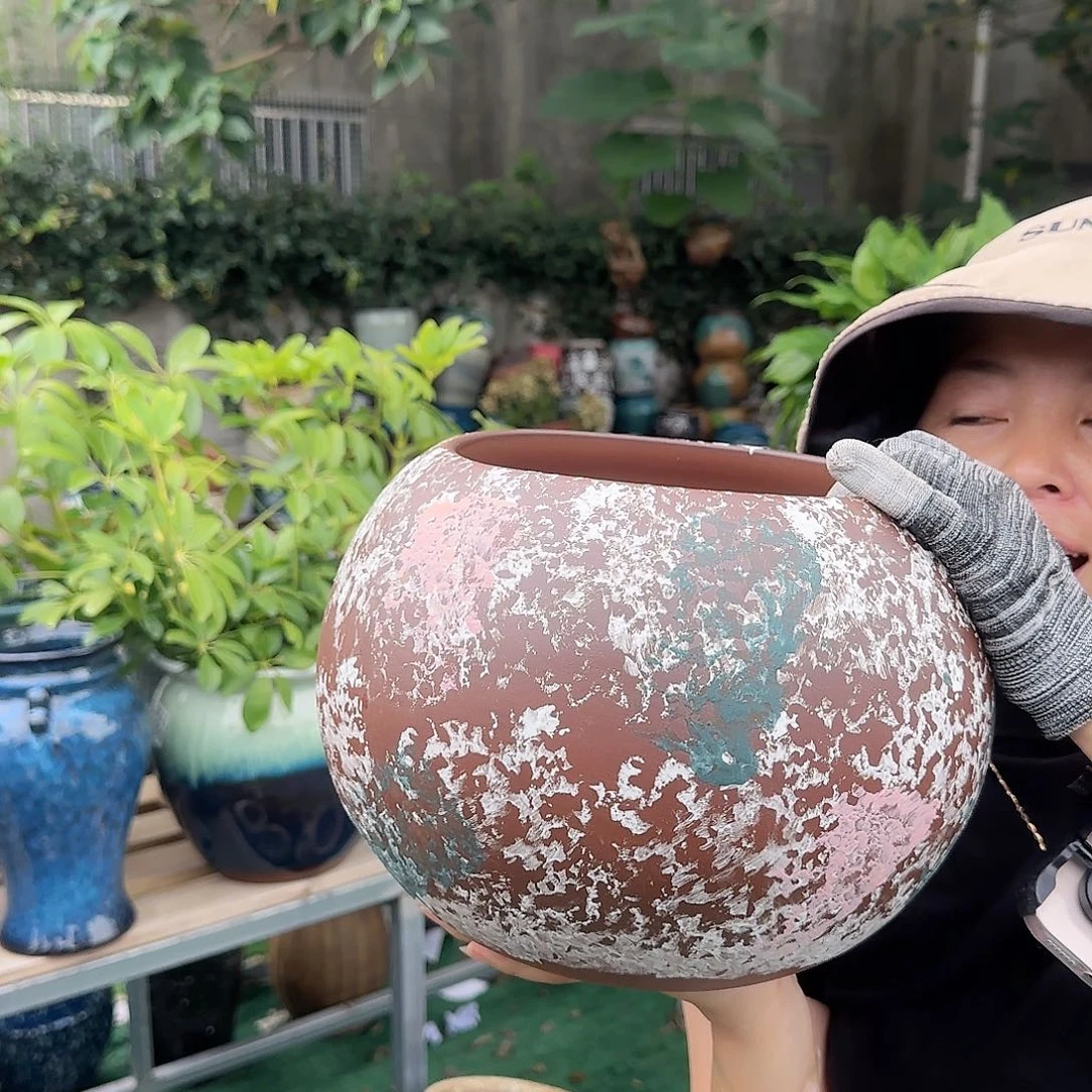 紫砂花盆王嫂花盆直播0619-158高21口19