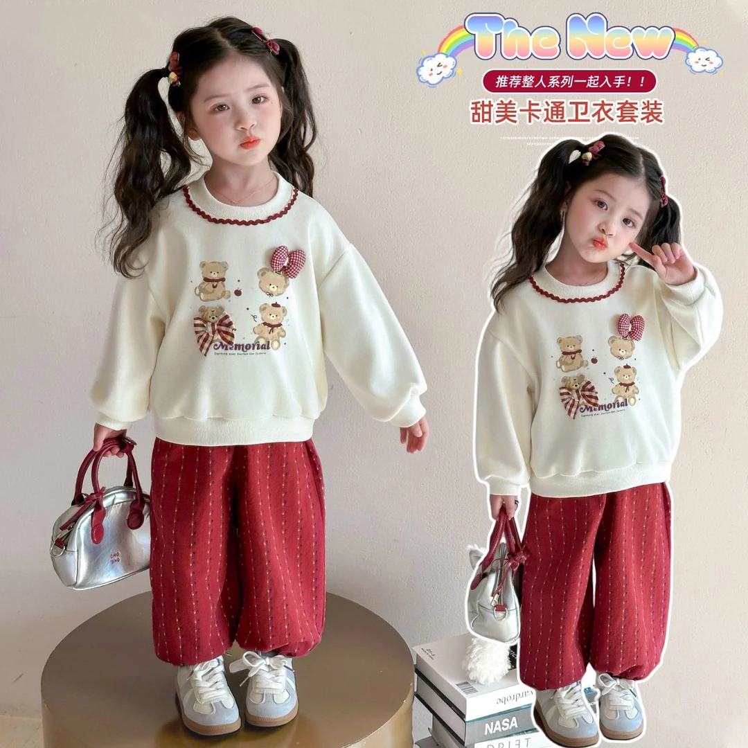 女小童休闲套装春秋款女宝宝卡通卫衣裤子秋装小女孩运动两件套潮