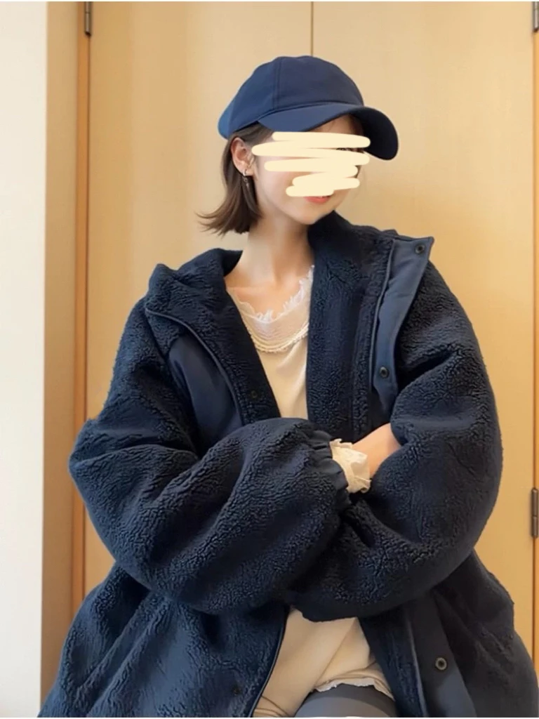 721 复古美式加厚拼接毛毛棒球服棉服外套（J25）