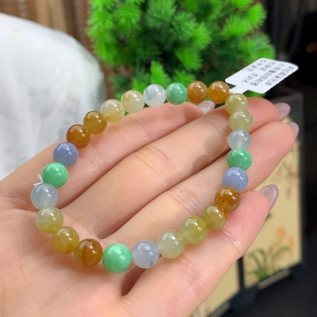 翡翠手链未镶嵌冰胶多宝手链卡7.3m m