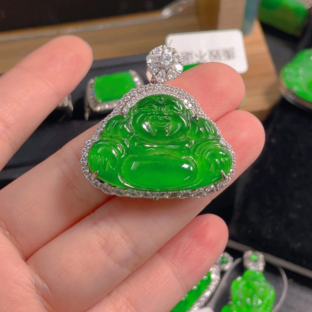 翡翠银S925镶嵌吊坠(不含链)