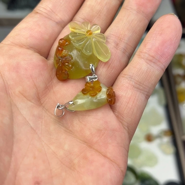 领***悟岫玉未镶嵌颈饰精品岫玉花玉