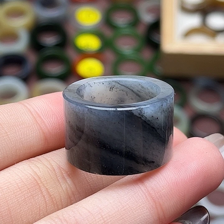 和田玉未镶嵌戒指17.6水墨丹青