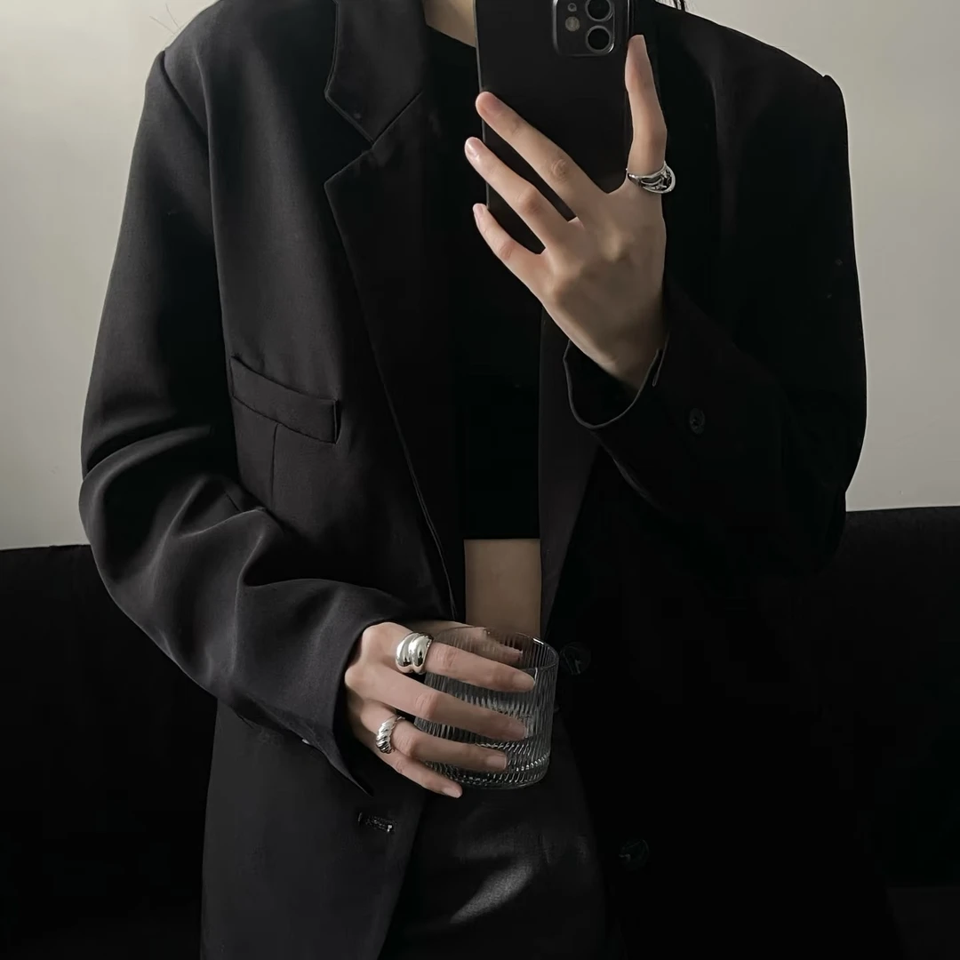 铜合金合成锆石戒指 【AA】KAXIXI饰品  复古银色戒指