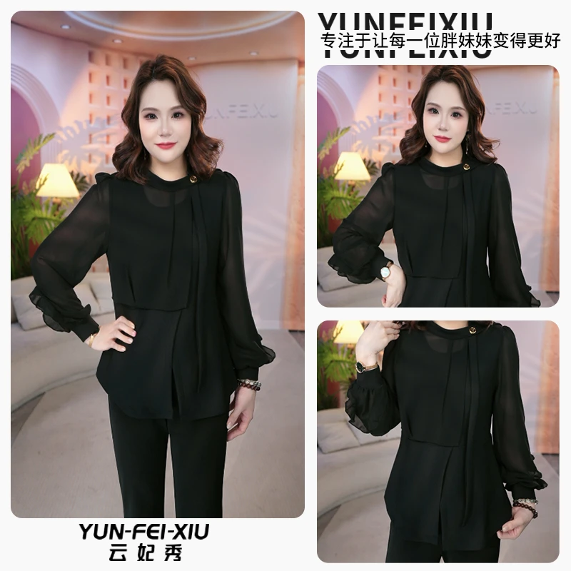 云妃秀大码女装T恤不规则斜领拼接时尚宽松显瘦遮肉胖妹妹秋68686