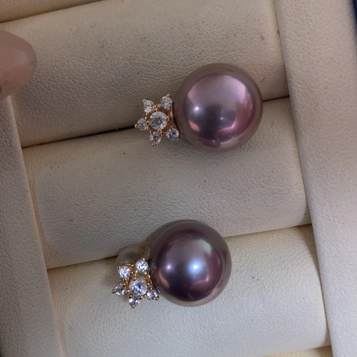 银S925镶嵌耳饰淡水珍珠