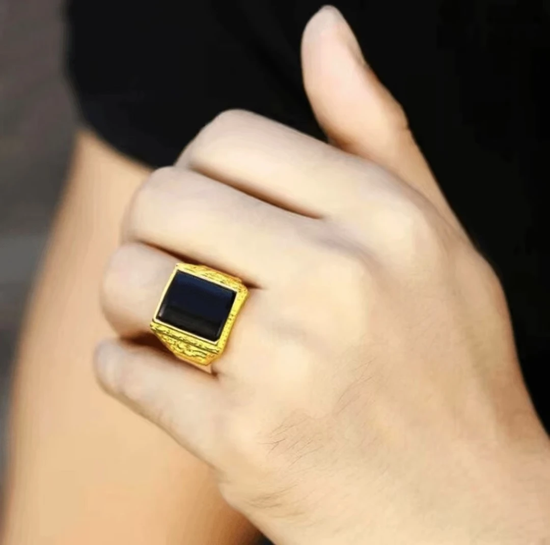 合金亚克力戒指 君子戒（黑色）时尚百搭JZ001