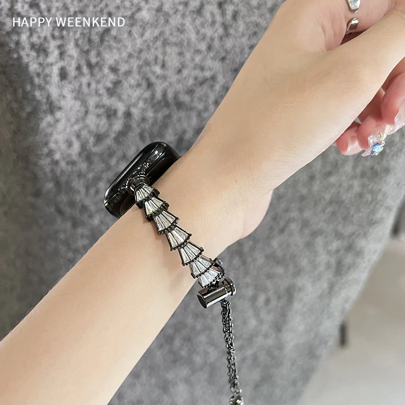 小香风高级感表链S11表带适用苹果手表applewatch108SE金属表带女