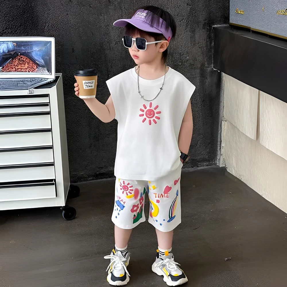 男孩夏季套装潮酷阳光帅气新款卡通动漫韩版两件套