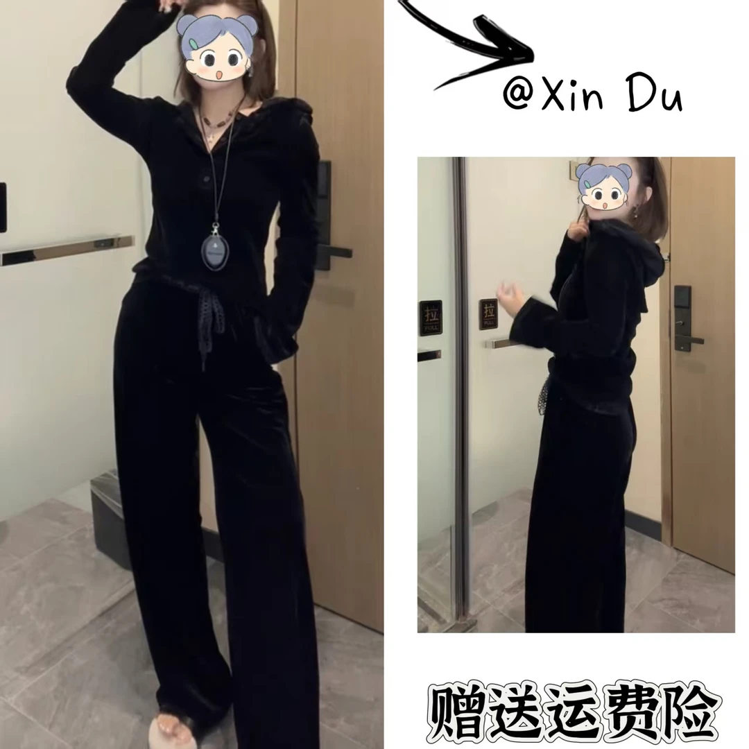 2025秋季新款时尚显瘦气质女士网红洋气两件套百搭款D23054