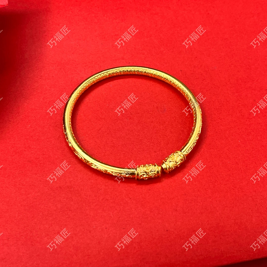 足银手镯 唐草纹手镯开口 气质轻奢时尚百搭精美