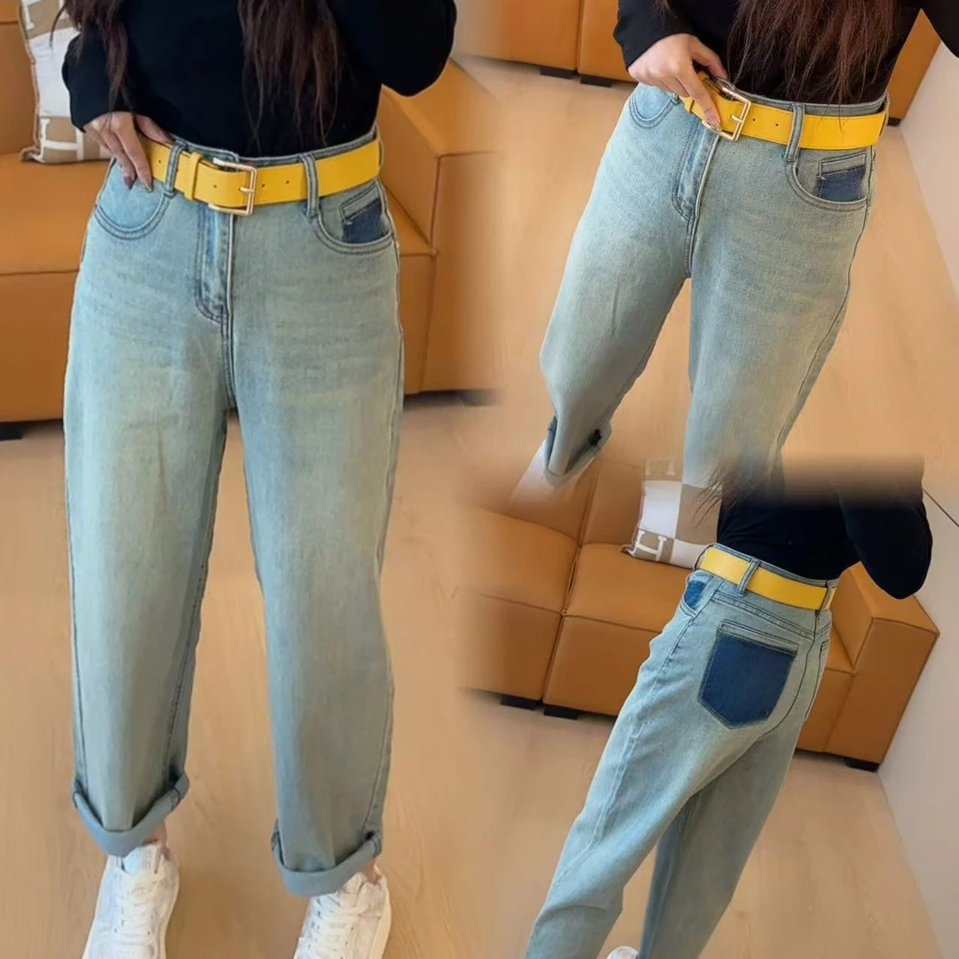 紫哥韩版百搭牛仔老爹裤MDE#2128