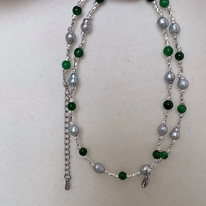 颈饰淡水珍珠合金40+5厘米长珍珠加干青