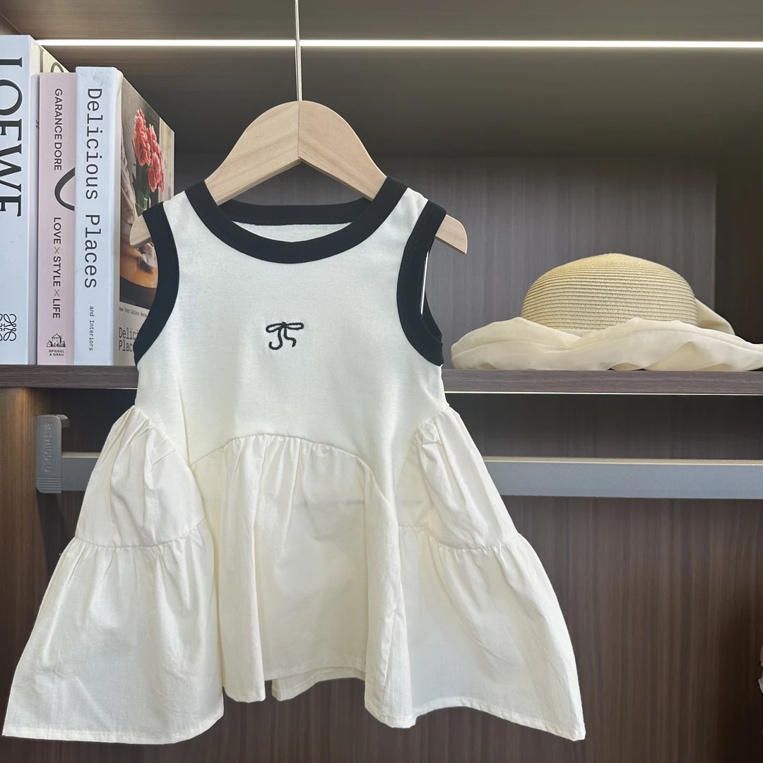 女宝夏款黑白蝴蝶结韩系连衣裙b1