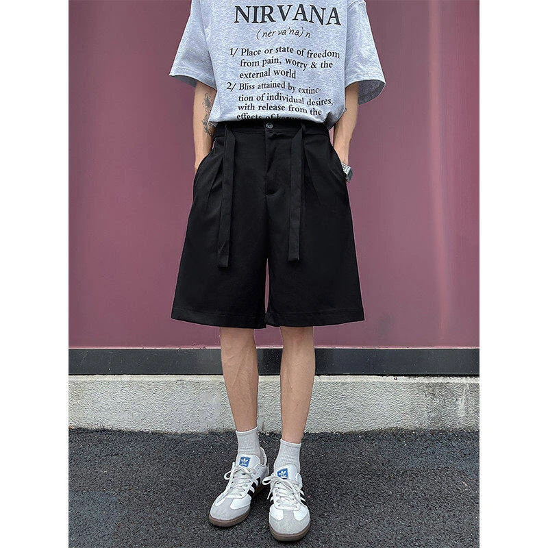 垂坠感直筒西装短裤男夏季薄款高级感痞帅潮牌百搭宽松休闲五分裤