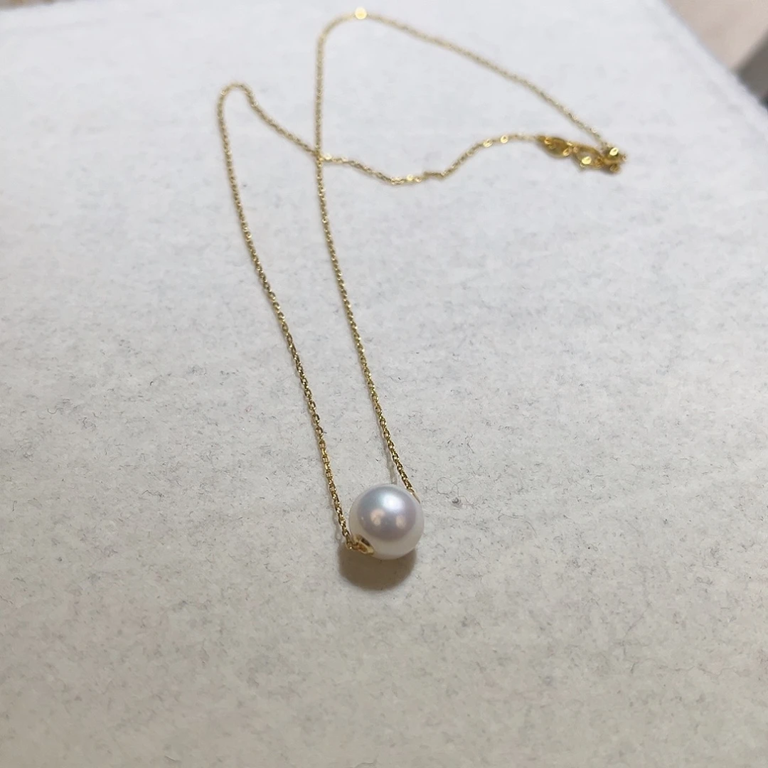 淡水珍珠耳饰18K金镶嵌赠银链