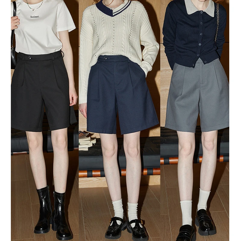 高腰显瘦时尚休闲西装短裤女2025夏新款百搭直筒五分裤宽松休闲裤