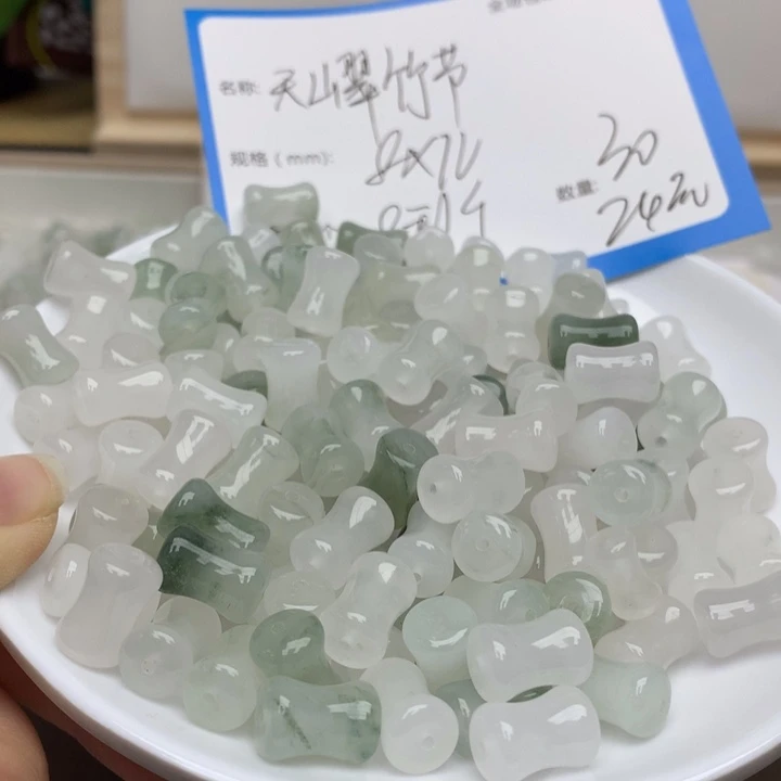 玛瑙/玉髓颈饰未镶嵌天山翠竹节30颗