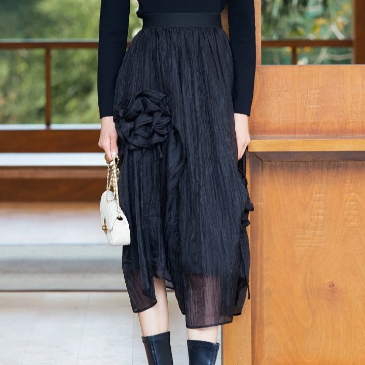 【专柜同款】M207302873曼德诗设计感高级优雅半身裙气质显瘦长款