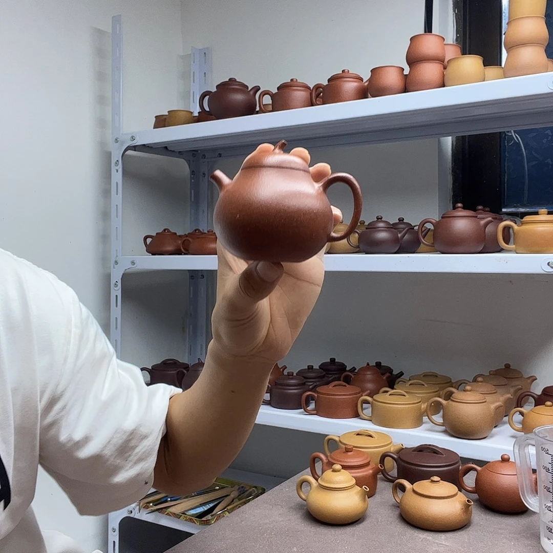 茶壶紫砂红降坡茄瓜160cc封釉