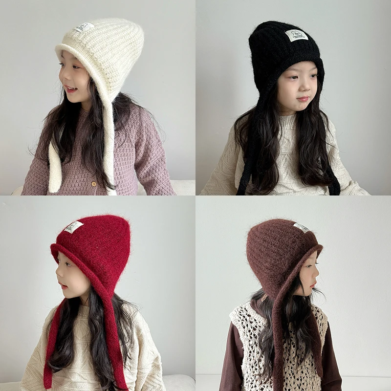 儿童帽子女孩秋冬季毛线帽保暖防寒女童针织帽洋气护耳防风冬天帽