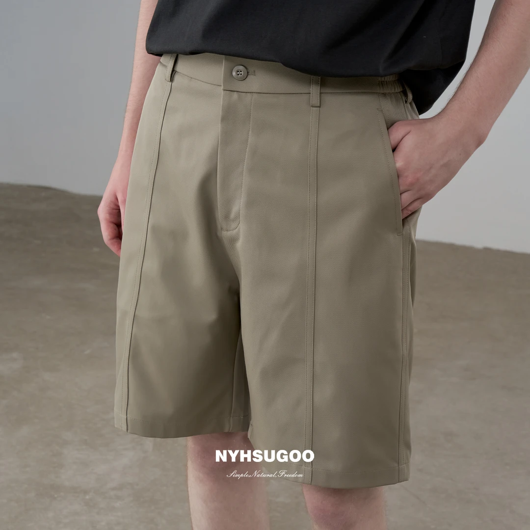 NYHSUGOO/南乙夏季致橡树新品男士斜纹简约中裤设计款3720五分裤