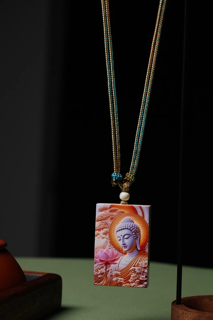 大日如来吊坠挂件猛犸牙彩雕工艺461无事牌 精品文玩