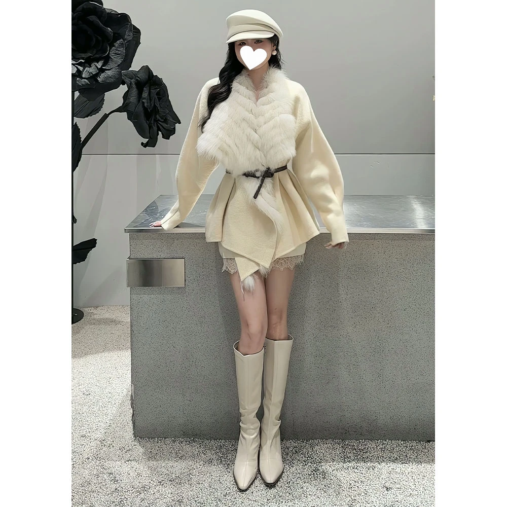 人造皮草 法式优雅气质贵气千金针织仿皮草外套新款时尚百搭外套