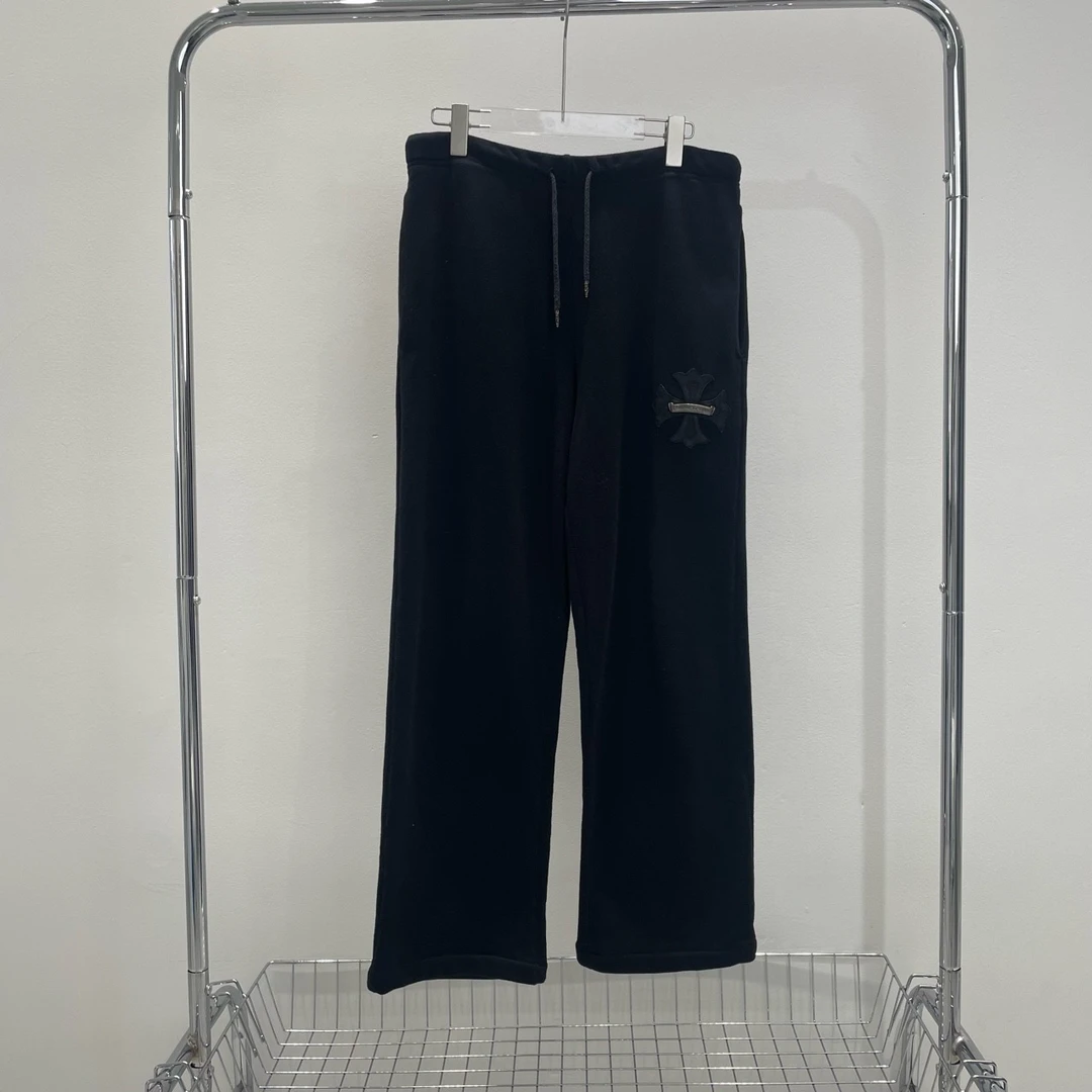 99新 Chrome Hearts/克罗心 银饰拼皮银卷轴卫裤 YY00109 尺码L