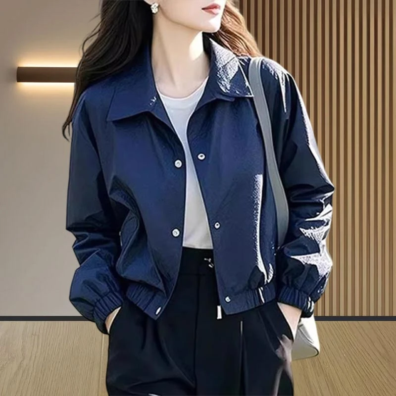 高级感休闲时尚百搭设计感外套2025年春秋季新款纯色女装上衣长袖