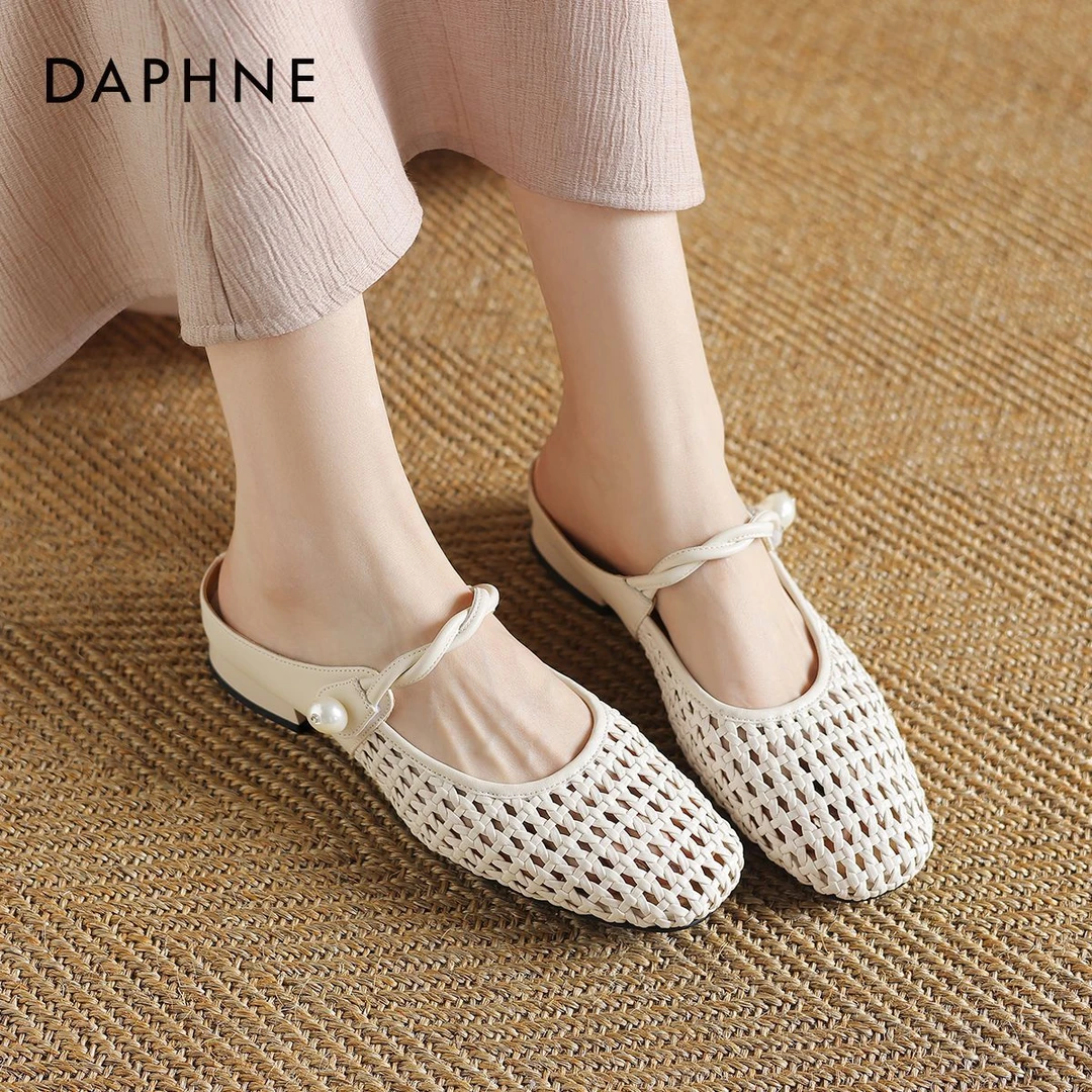 达芙妮包头凉拖鞋夏季外穿穆勒鞋百搭玛丽珍法式女款低跟软底半拖