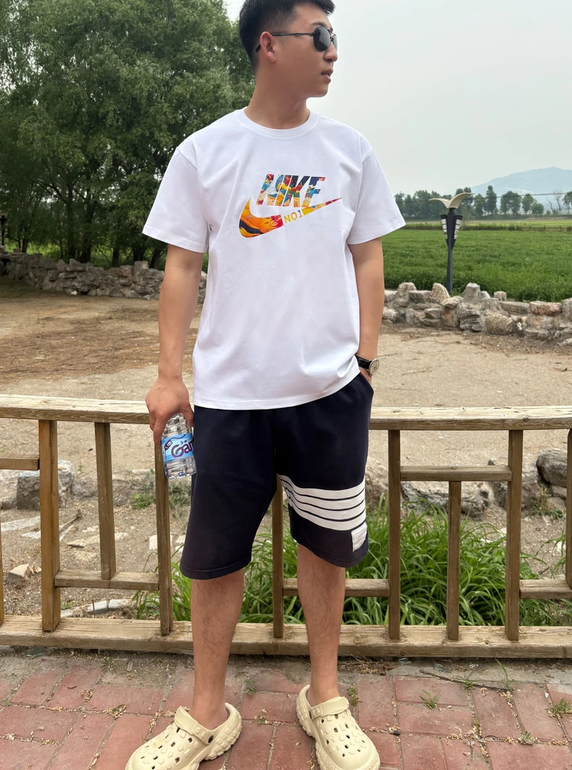 短袖夏季圆领透纯棉T恤男士休闲宽松（印花除外）时尚简约男女同款