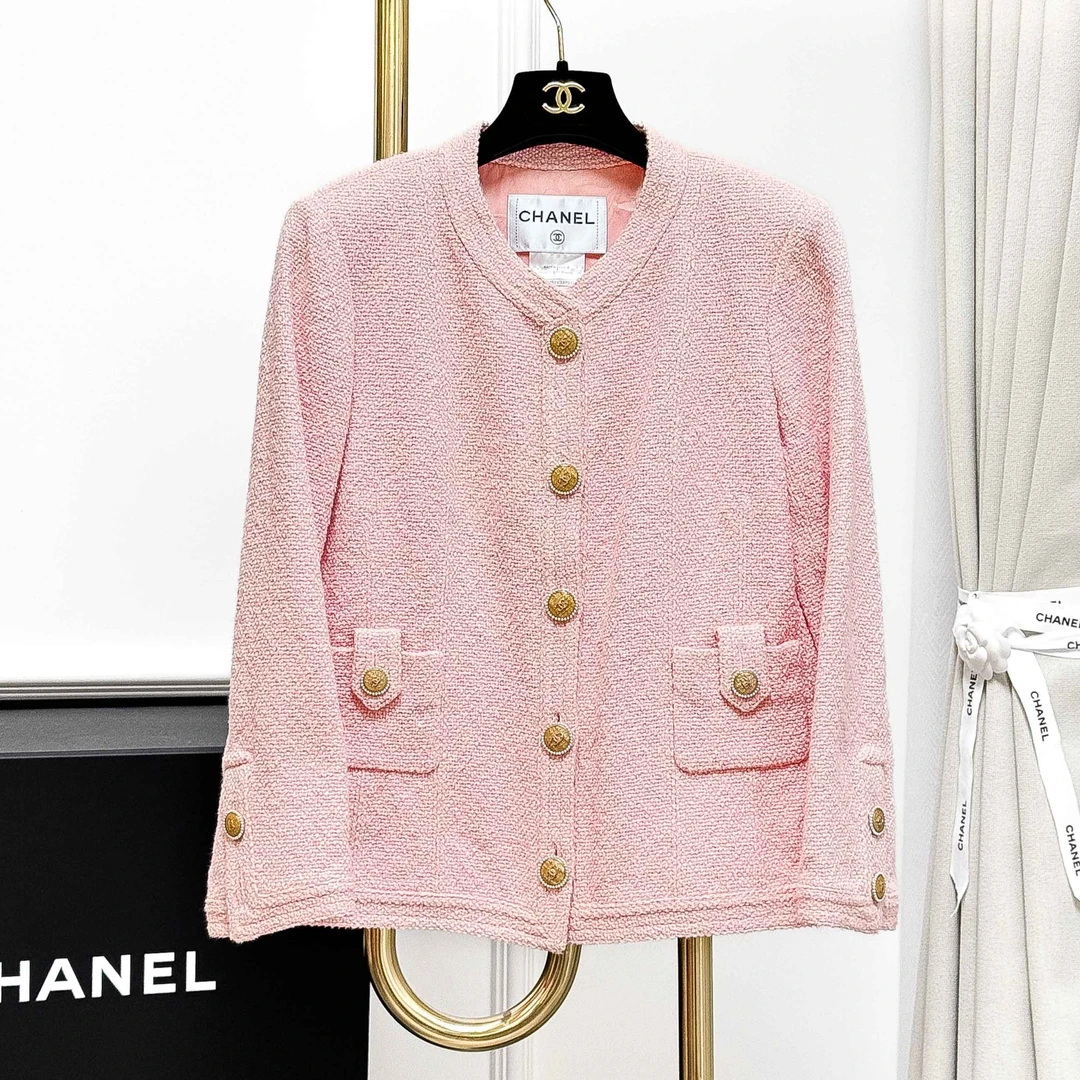 99新 Chanel/香奈儿 36码首尔系列粉色短款编织外套
