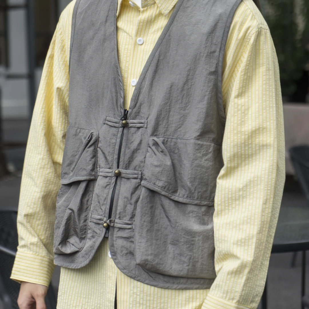 LABSTORE新中式盘扣户外风格V领钓鱼马甲多袋工装宽松款男女vest