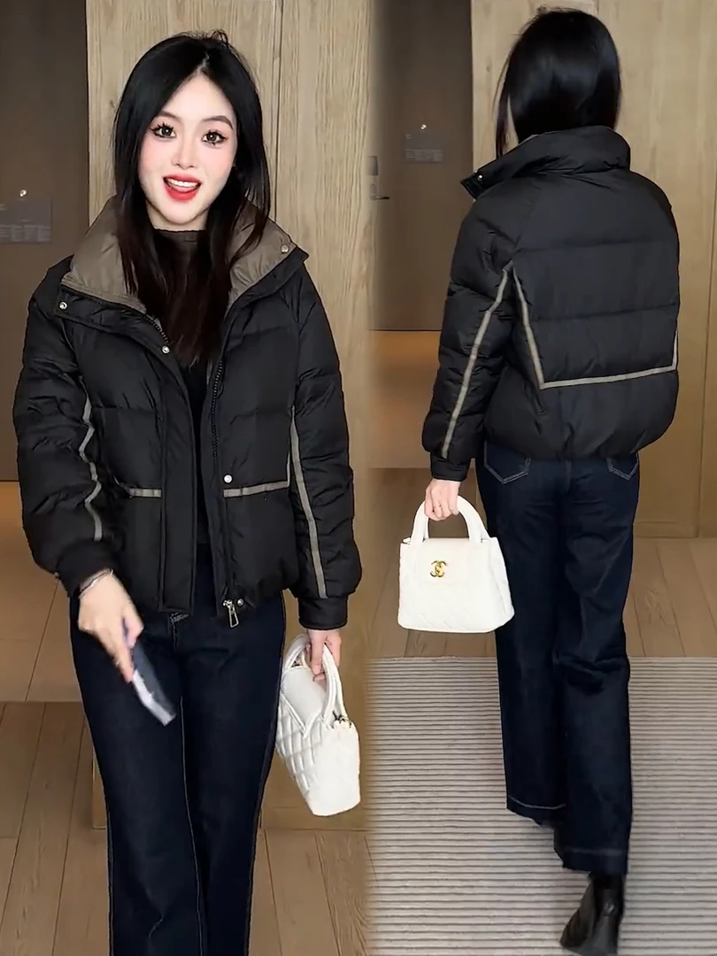 立领纯色厚款短款翻领中老年女装棉衣潮流外套