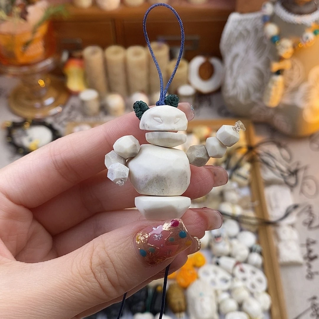 鹿骨把件M21鹿角手雕石矶娘娘