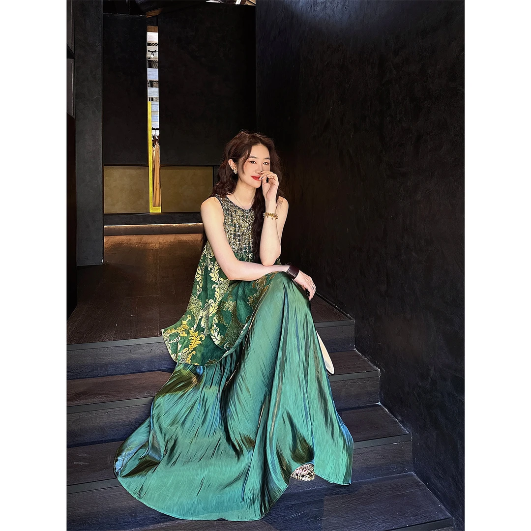 三吉黑花【斑斓山】新中式国风连衣裙子2025新款今年流行爆款剪花