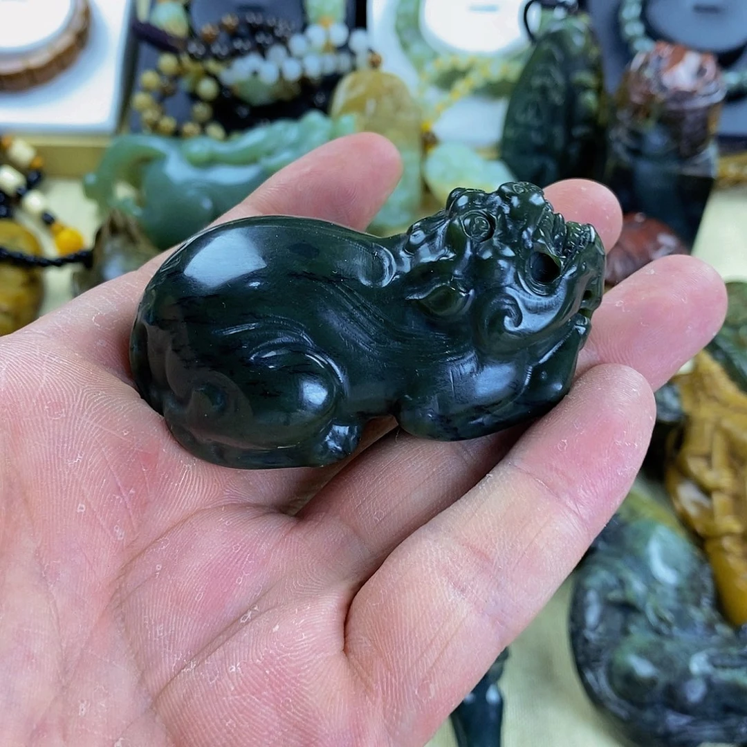 岫岩河磨玉（透闪石质玉）手把未镶嵌
