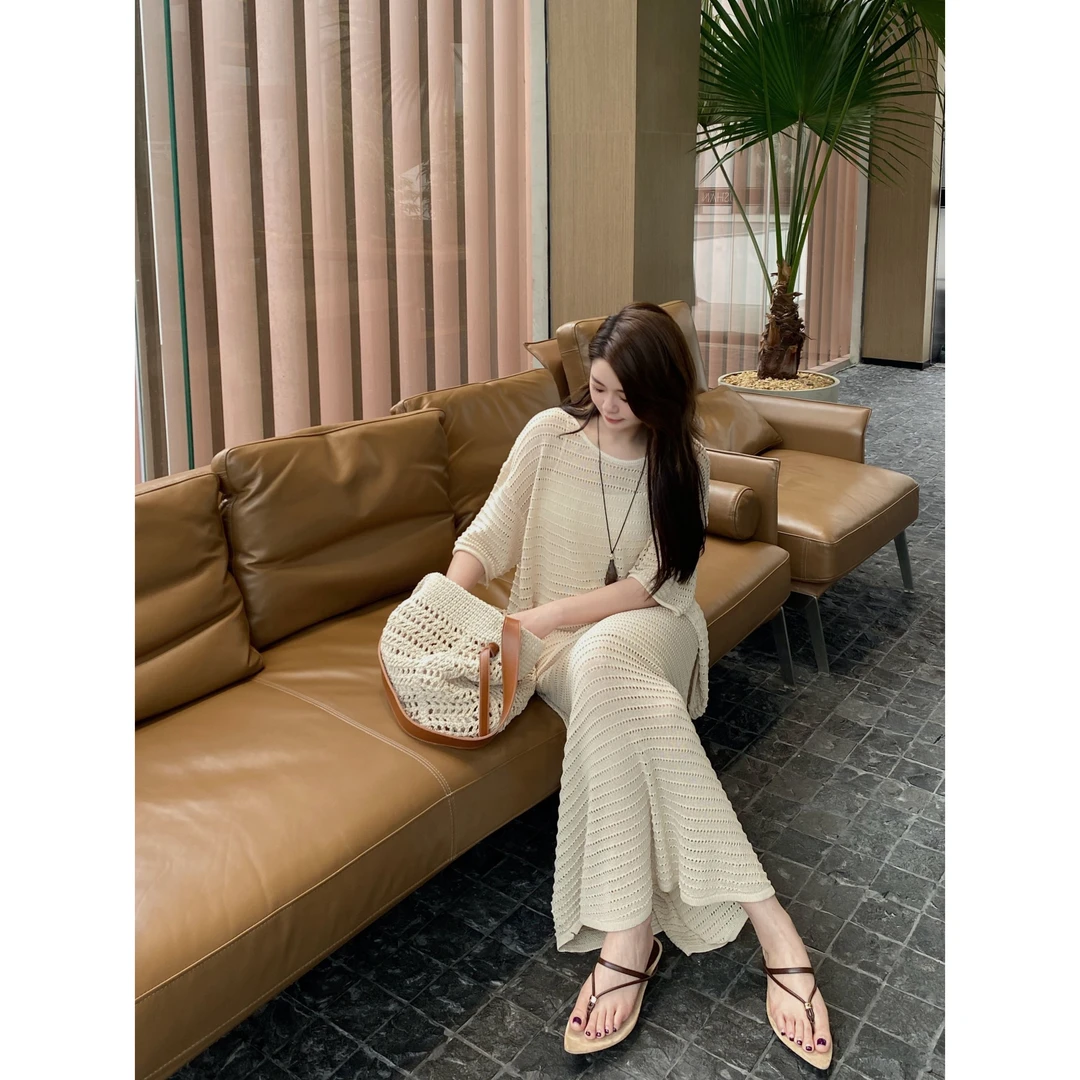 【ZH】极简针织衫镂空透气松弛感舒适主义套装A20841