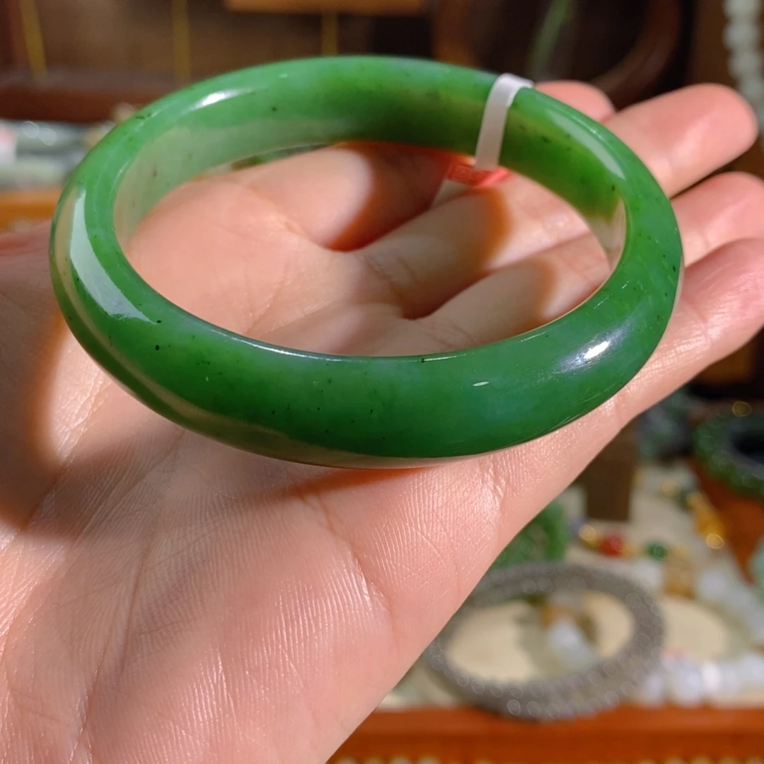 和田玉未镶嵌手链辣阳绿59.5
