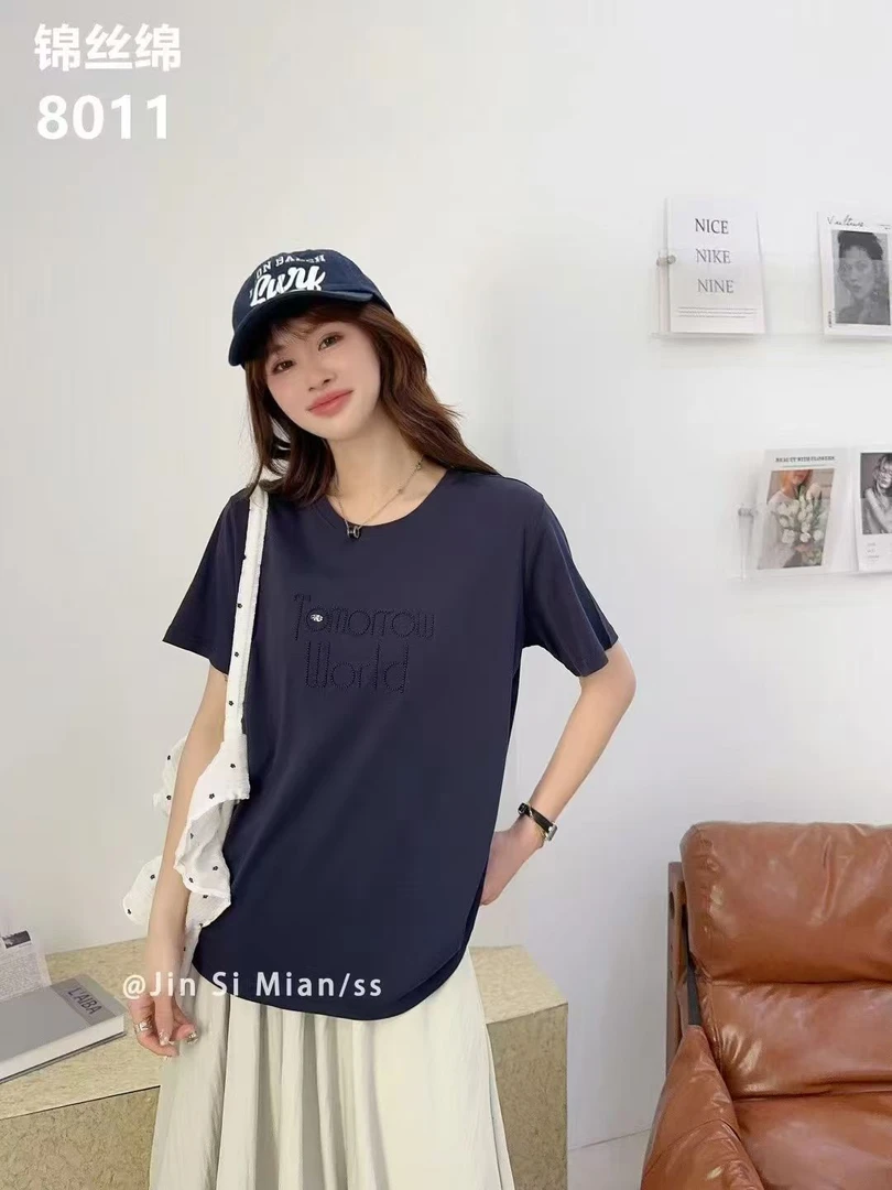 8011刺绣字母女士夏季短袖