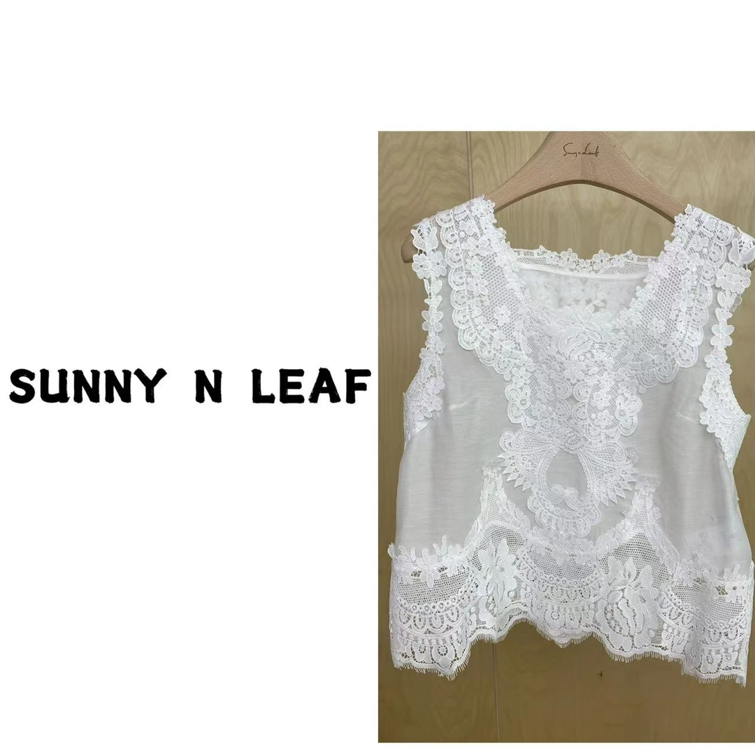 SUNNY N LEAF  春季V领刺绣蕾丝时尚百搭背心 ZBBAL1272
