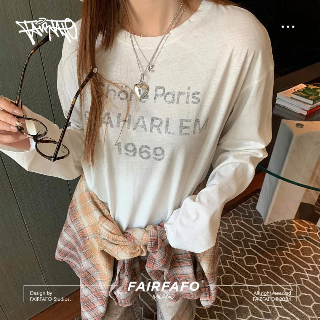 FAIRFAFO林肉肉【Chore做旧长袖恤衫】亚麻CXAL4B163宽松休闲时尚款