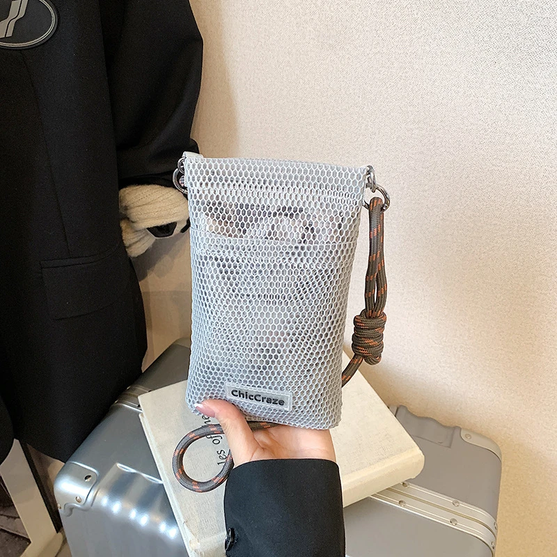 网格手机包2025新款斜挎包双层轻便小包包女生休闲包通勤女包