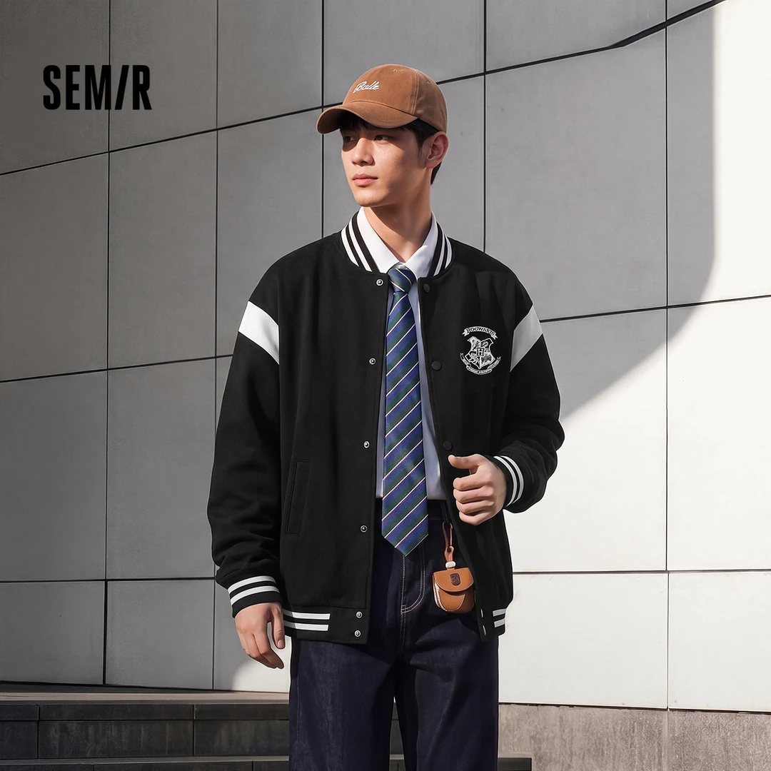 哈利波特徽章刺绣棒球服|森马联名情侣夹克男秋学院风针织外套