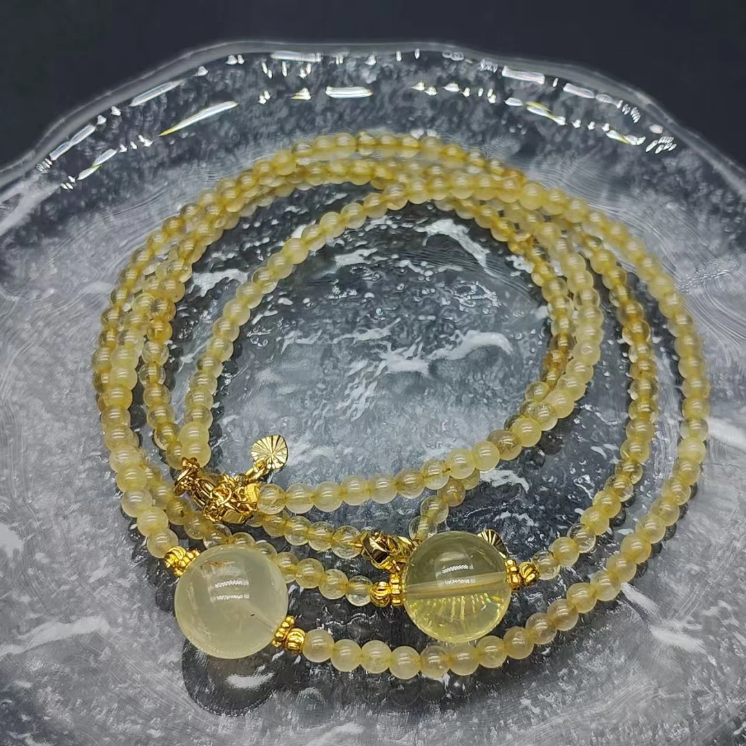 硕夏天然发晶3-4mm+柠檬黄水晶设计款项链多样性发其一XL38