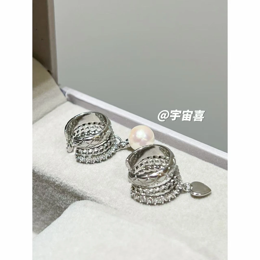 铜合金仿珍珠耳饰  A5-019【三层耳骨坠贝珠/金属爱心一对】