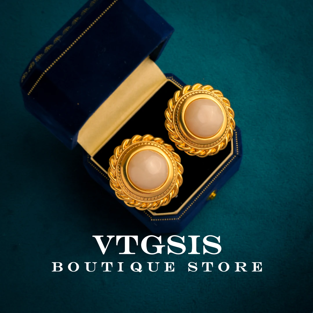 VTGSIS 合金耳饰 22126凝光幻境白色编织耳夹镶嵌时尚宫廷风耳环
